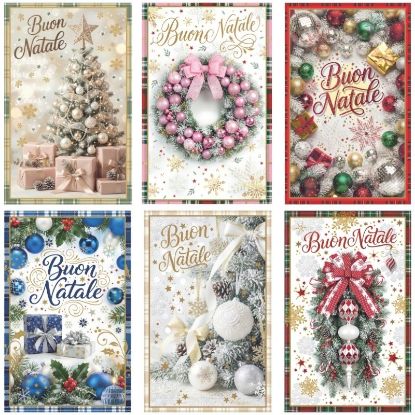 Immagine di BIGLIETTI NATALE MINI 48pz ASSORTITI BUON NATALE