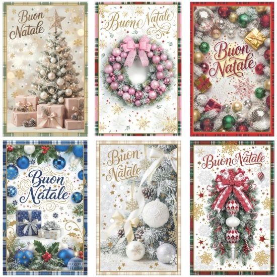 Picture of BIGLIETTI NATALE MINI 48pz ASSORTITI BUON NATALE