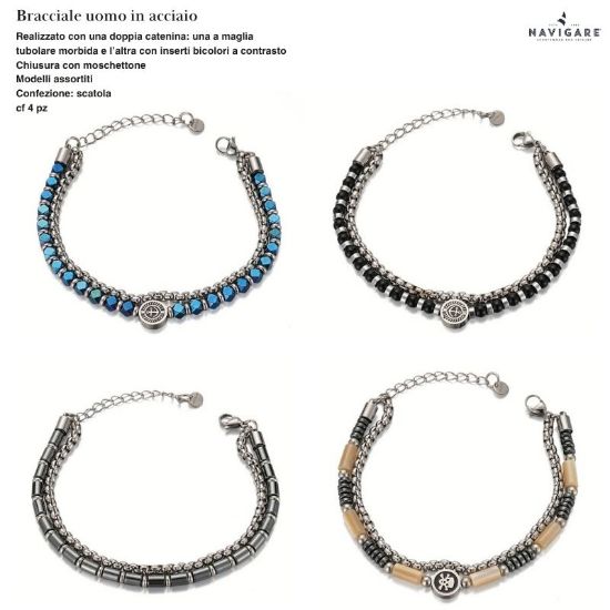 Immagine di BRACCIALE UOMO NAVIGARE 4pz ASSORTITI + SCATOLA REGALO - W2027