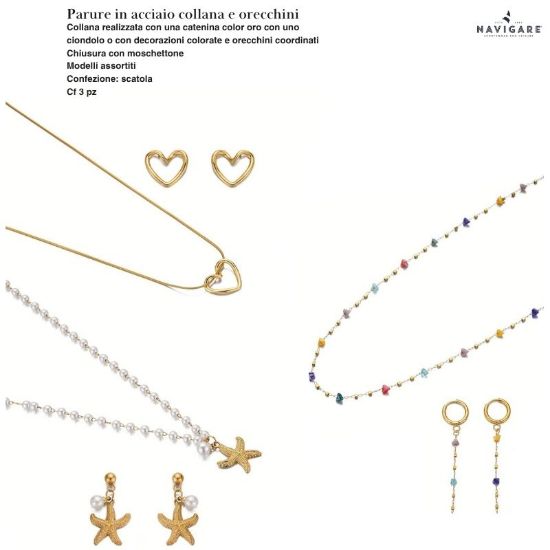 Immagine di PARURE COLLANA + ORECCHINI DONNA NAVIGARE 3pz + SCATOLA REGALO - W2027