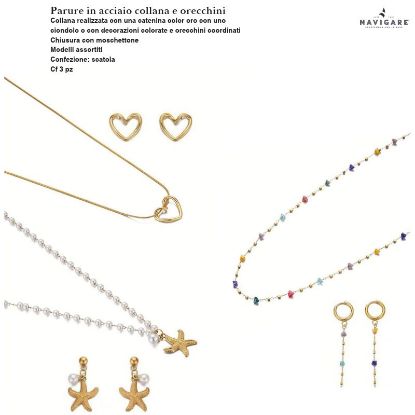 Immagine di PARURE COLLANA + ORECCHINI DONNA NAVIGARE 3pz + SCATOLA REGALO - W2027