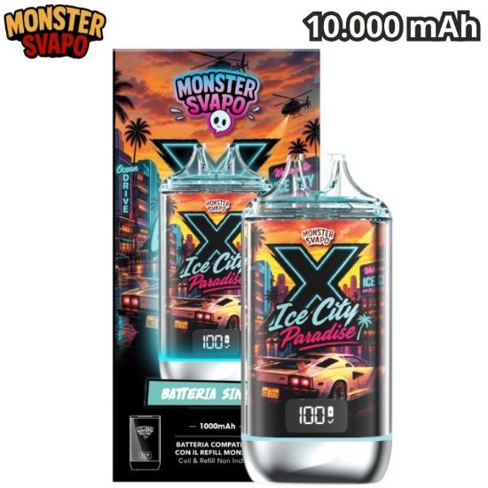 Immagine di MONSTER SVAPO DISPOSITIVO 1pz ICE CITY PARADISE - 1000mAh LED LUMINOSA