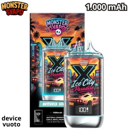 Picture of MONSTER SVAPO DISPOSITIVO 1pz ICE CITY PARADISE - 1000mAh LED LUMINOSA