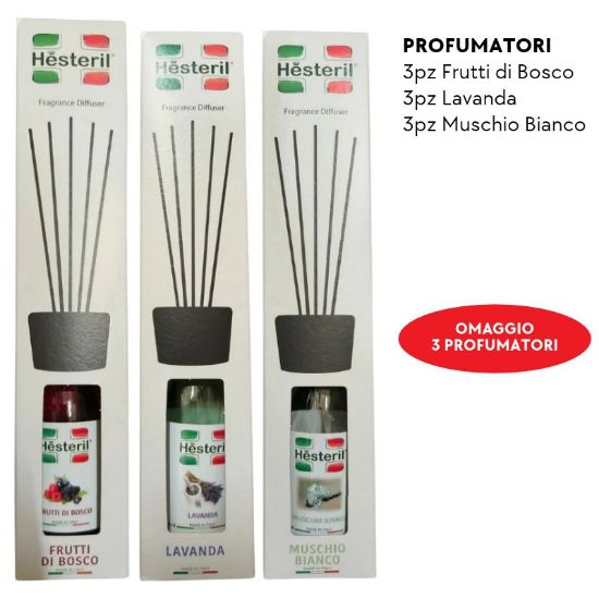 Picture of PROFUMATORE AMBIENTE HESTERIL 125ml C/BASTONCINI PROMO 9+3 composta da: