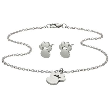Immagine di BLINK PAROURE PAW PET Orecchini + Collana Silver  Stainless Steel 304