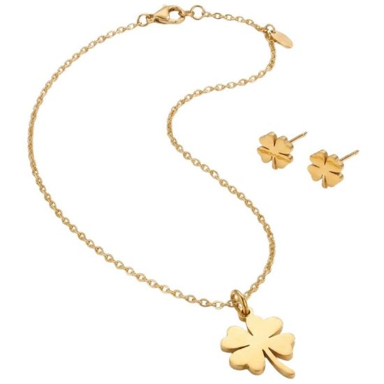Immagine di BLINK PAROURE FOUR LEAF Orecchini + Collana Gold  Stainless Steel 304