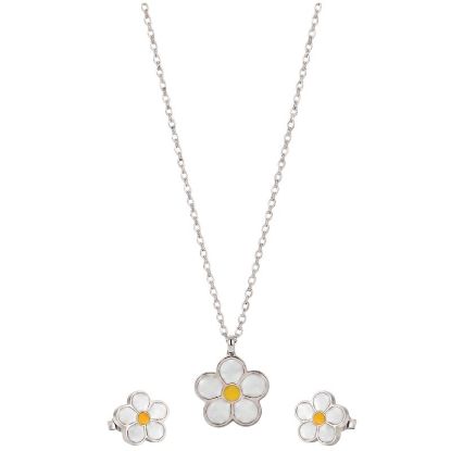 Immagine di BLINK PAROURE FLORET Orecchini + Collana Silver  Stainless Steel 304 + Smalto