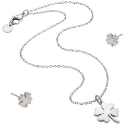 Immagine di BLINK PAROURE FOUR LEAF Orecchini + Collana Silver  Stainless Steel 304