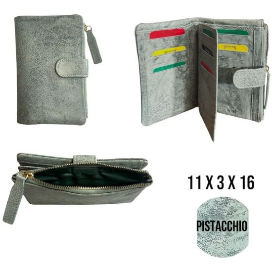 Picture of PORTAFOGLIO DONNA PISTACCHIO 1pz VERA PELLE