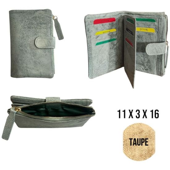 Picture of PORTAFOGLIO DONNA TAUPE 1pz VERA PELLE