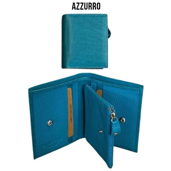 Immagine di PORTAFOGLIO DONNA AZZURRO 1pz VERA PELLE