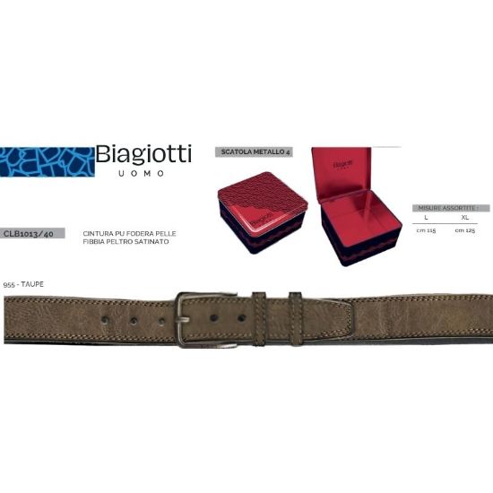Picture of CINTURA UOMO BIAGIOTTI H.4cm TAUPE 1pz SCATOLA REGALO