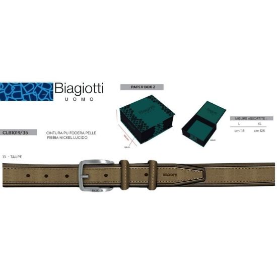 Picture of CINTURA UOMO BIAGIOTTI H.3,5cm TAUPE 1pz SCATOLA REGALO