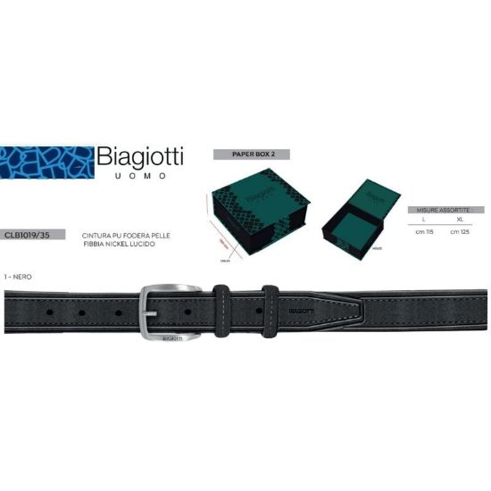Immagine di CINTURA UOMO BIAGIOTTI H.3,5cm NERO 1pz SCATOLA REGALO