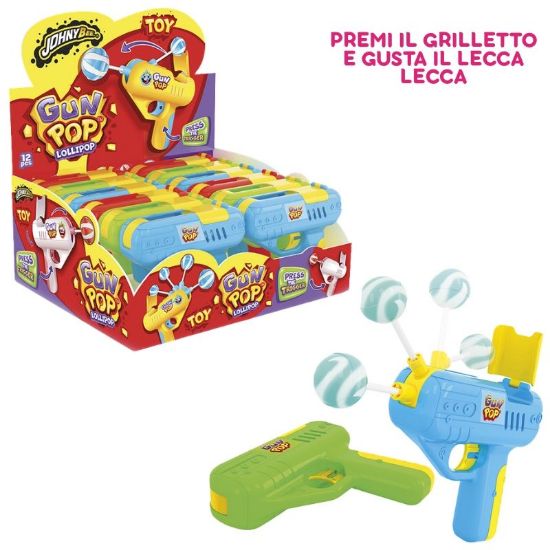 Picture of CARAMELLE TOYS 12pz JOHNY BEE GUN POP TRIGGER LOLLI POP 10g