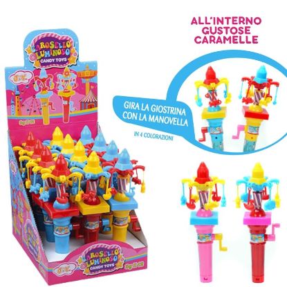 Picture of CARAMELLE TOYS 12pz CANDY TOYS FLASHING CAROUSEL